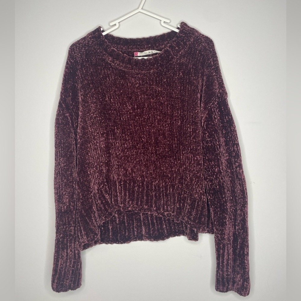 Chelsea and Violet Maroon Crewneck Knit Sweater